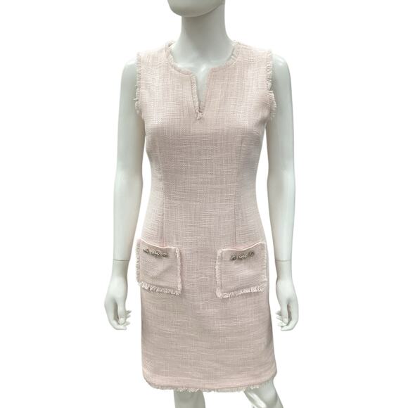 Karl Lagerfeld Dress Women’s Size 2 Boucle Sleeveless Sheath Pockets Light Pink - Picture 1 of 6